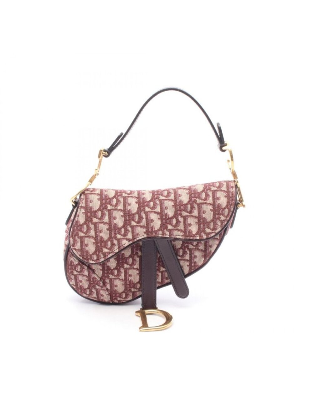 Dior Handbag Saddle Oblique Bordeaux Canvas Leather Bag Mini